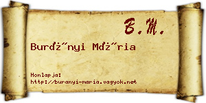 Burányi Mária névjegykártya